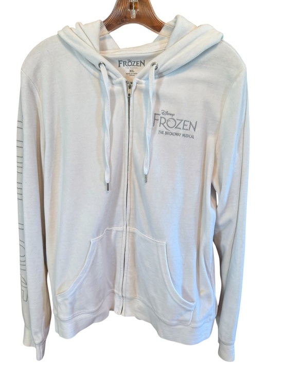 Disney Tops - Disney Frozen Hoodie in Cream with Gray Logo
